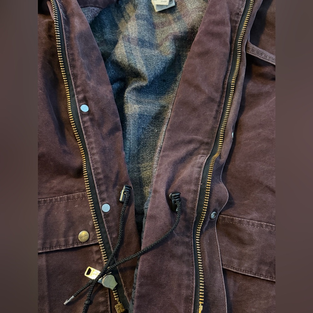 Carhartt Dark Brown/ Purple Duck Field Jacket with Corduroy Collar - Picture 6 of 6